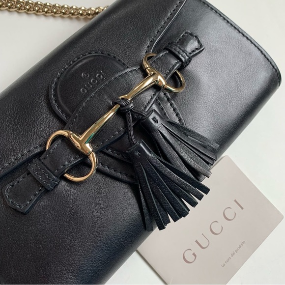 GUCCI Emily Calfskin Horsebit Tassle Chain Small Bag - Picture 8 of 17